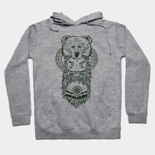 bear totem and bearded man with mandala Hoodie